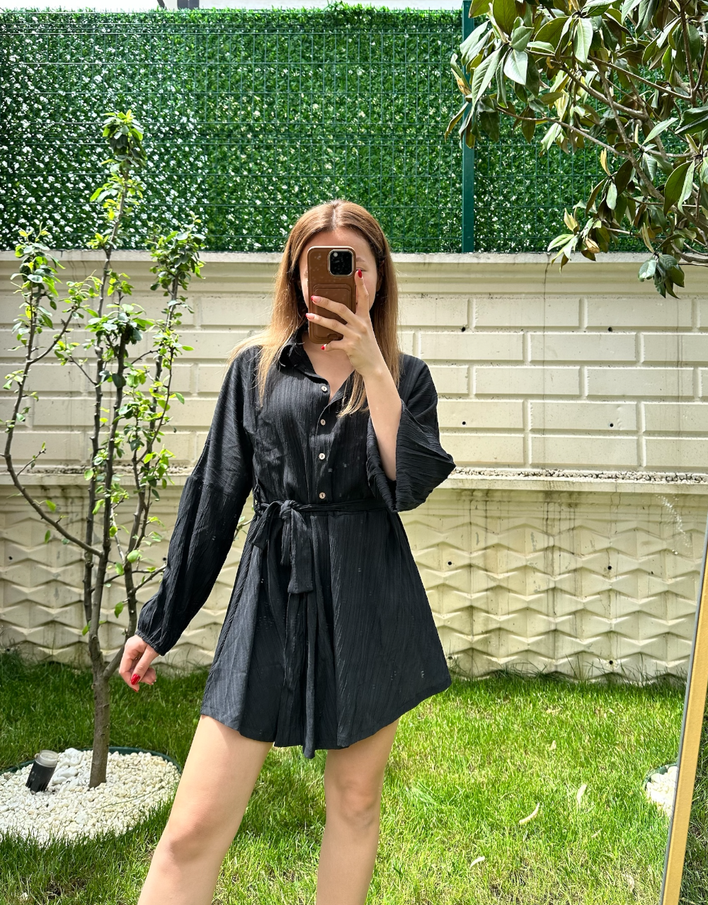 Kuşaklı Siyah Şort Tulum