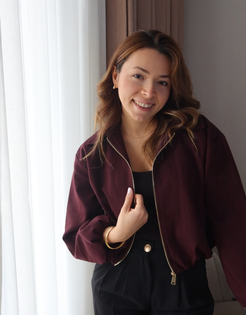 Premium Crop Mürdüm Ceket