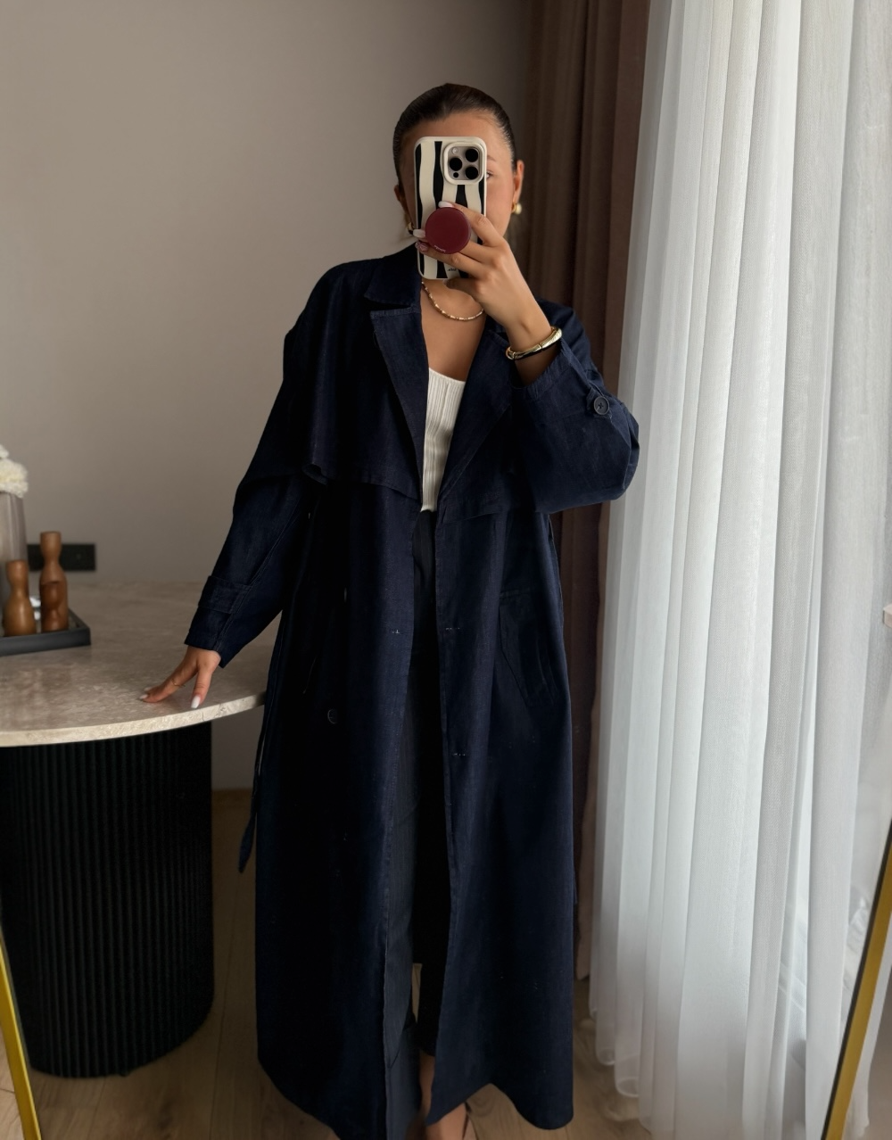 Premium Kalite Oversize Denim Trençkot