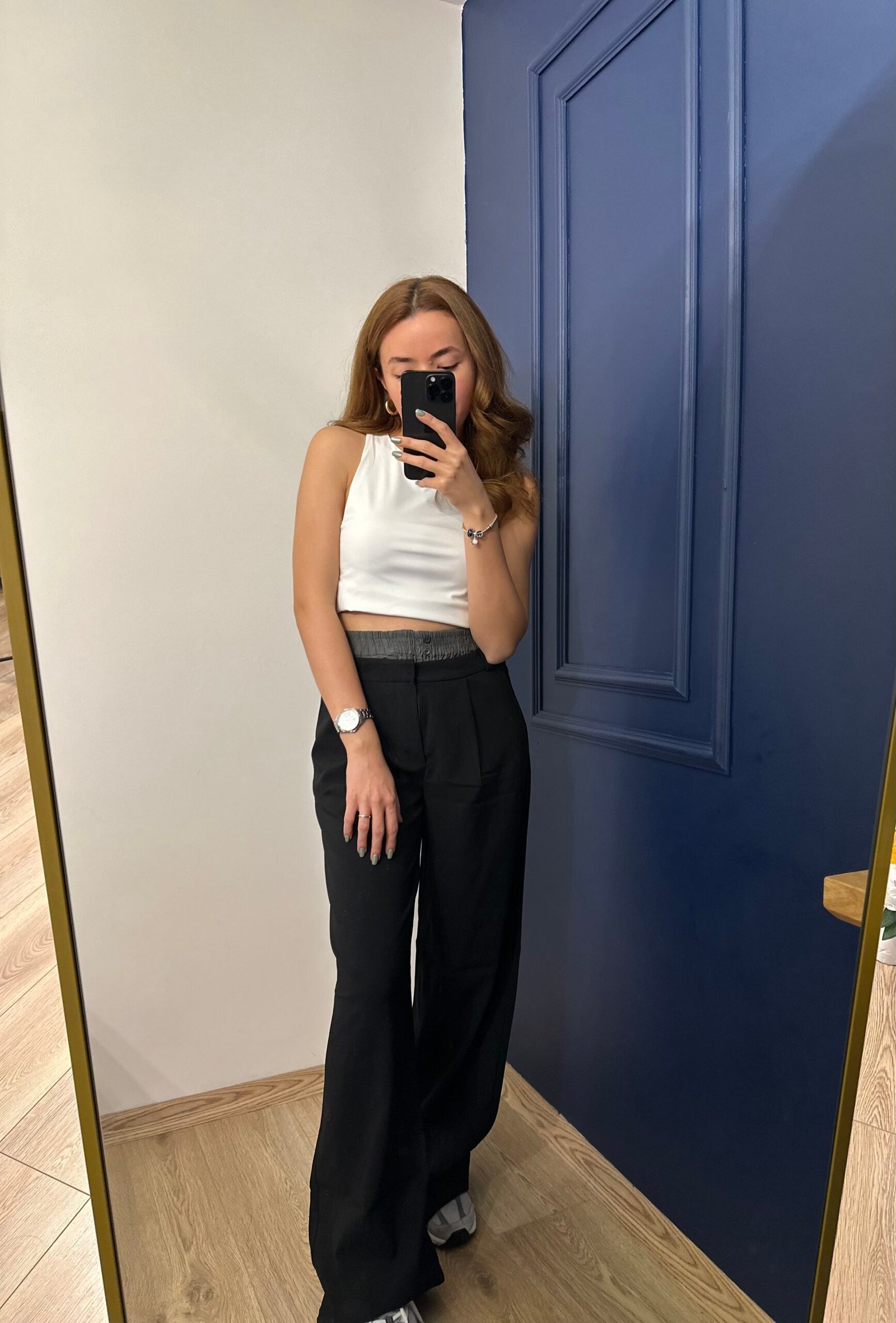 Boxer Detaylı Siyah Palazzo Kadın Pantolon