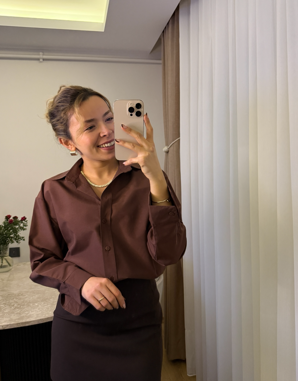 Kahverengi Kadın Gömlek